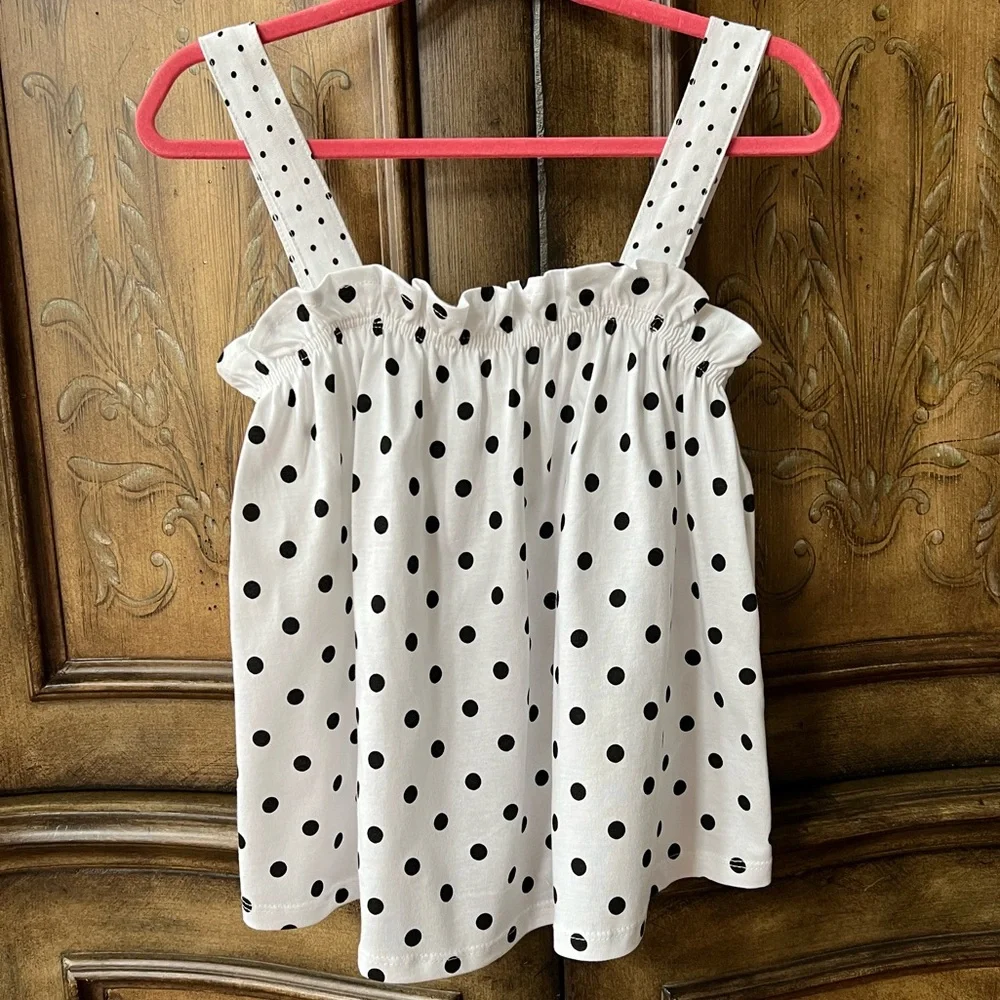 Zara Girls NWOT polka dot cotton Retro sleeveless top size 9 - Picture 10 of 12